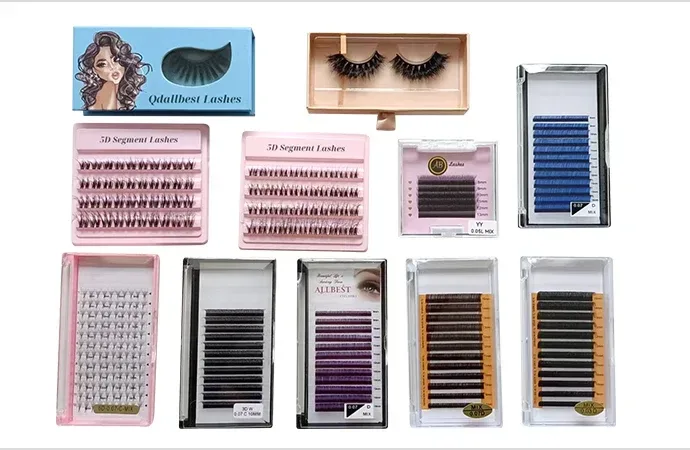 Gama de productos Allbest: pestañas en tira, pestañas de segmentos y bandejas de extensiones